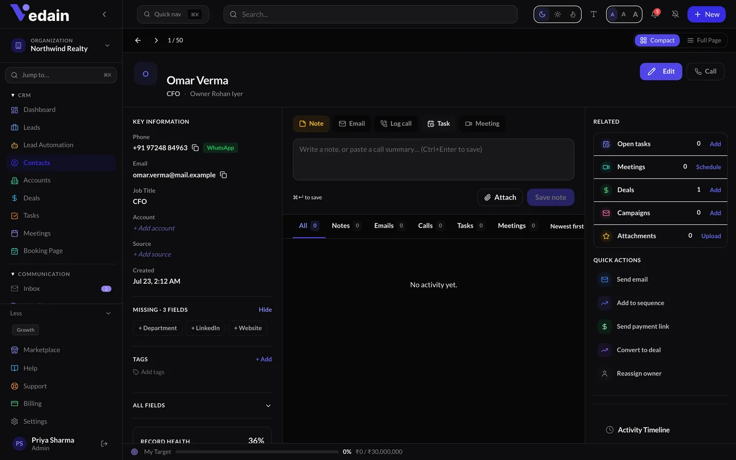Contacts & Accounts — inside the product