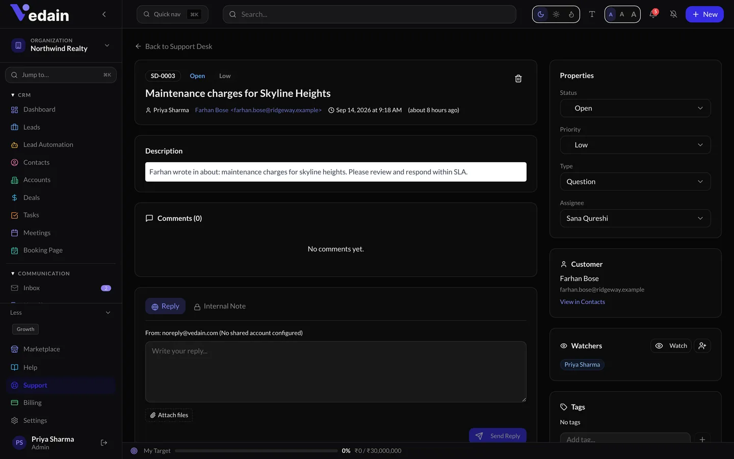 Support Ticketing — inside the product