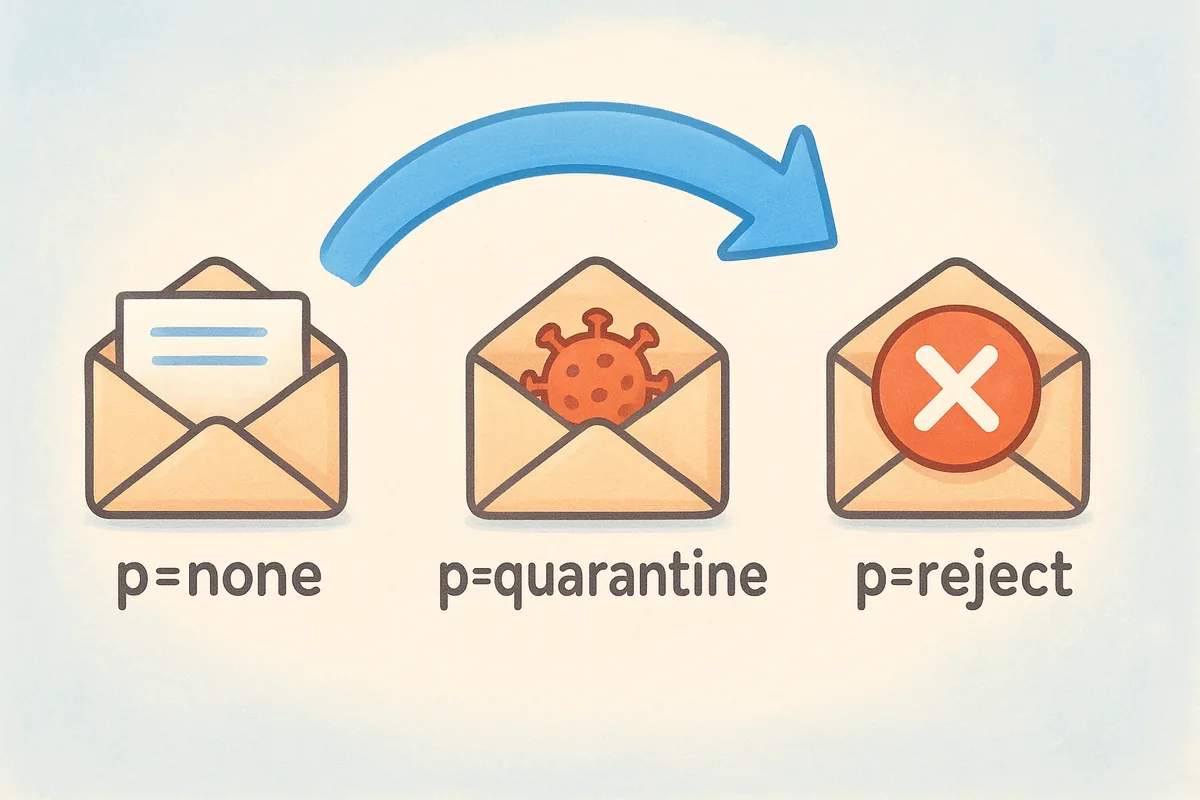 How to move from p=none to p=quarantine to p=reject