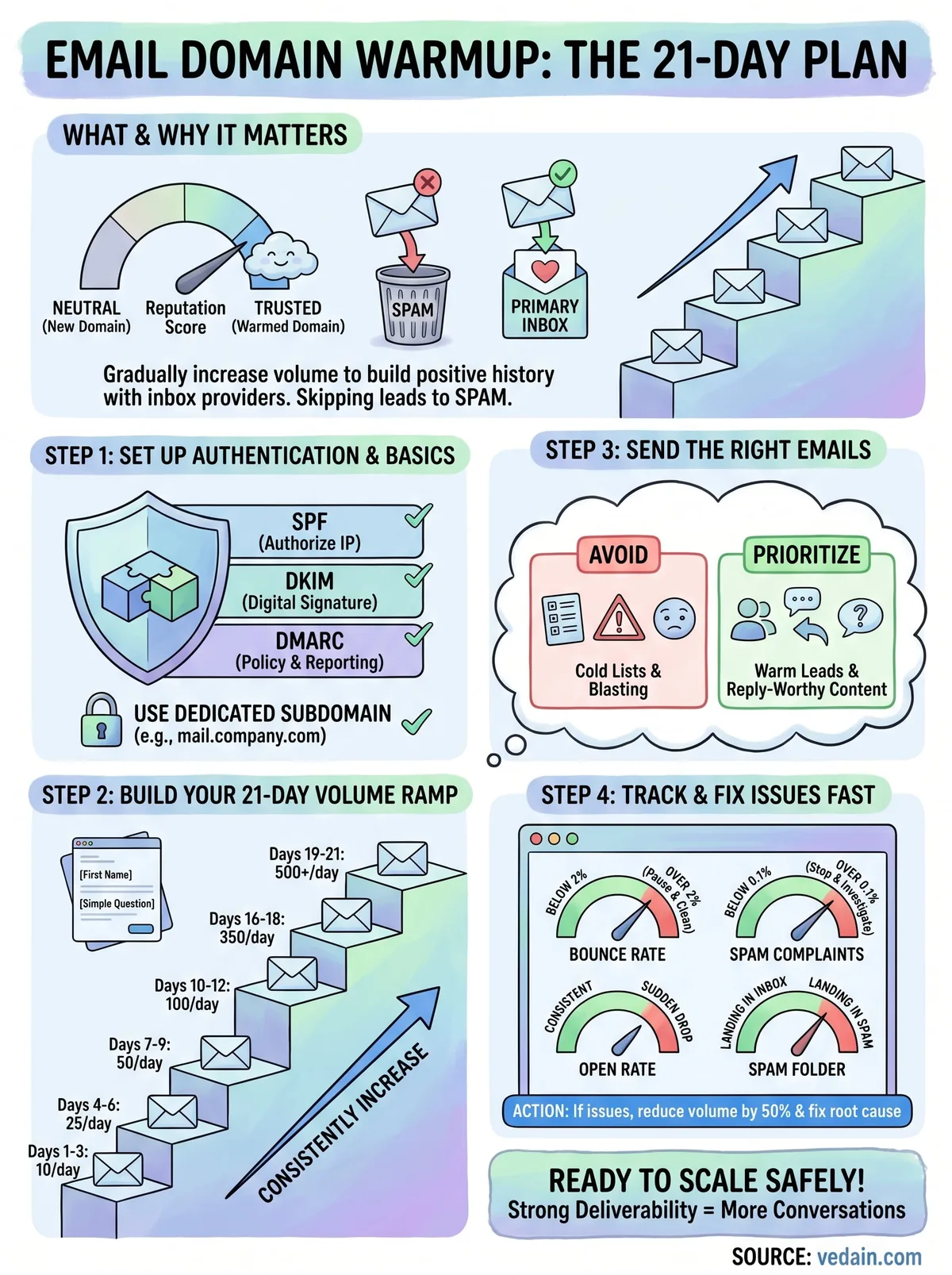 how to warm up email domain infographic