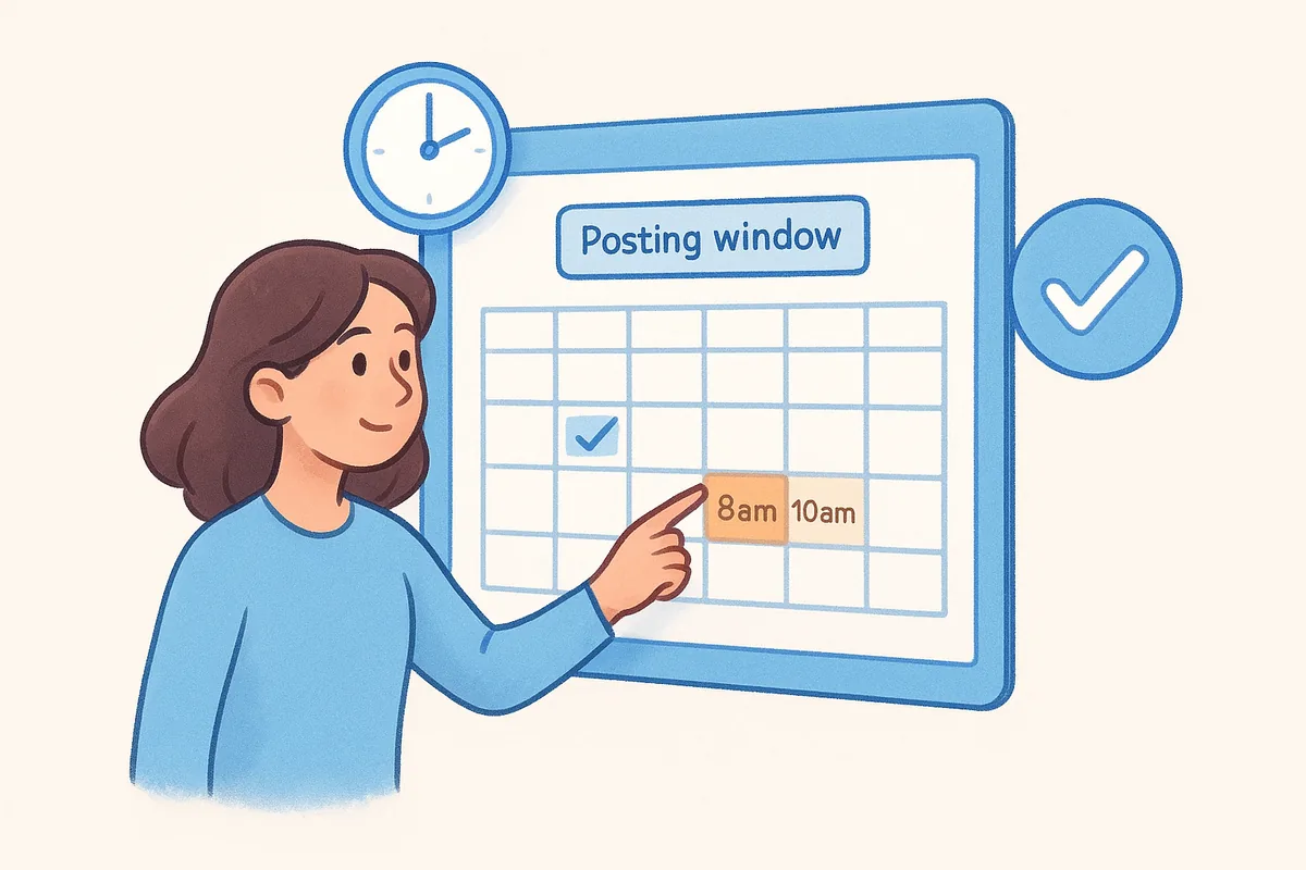 Pick a posting window and stick to it
