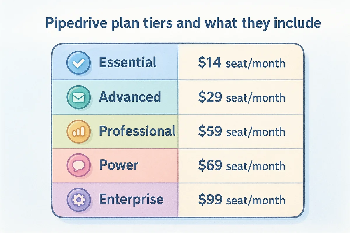 Pipedrive plan tiers and what they include