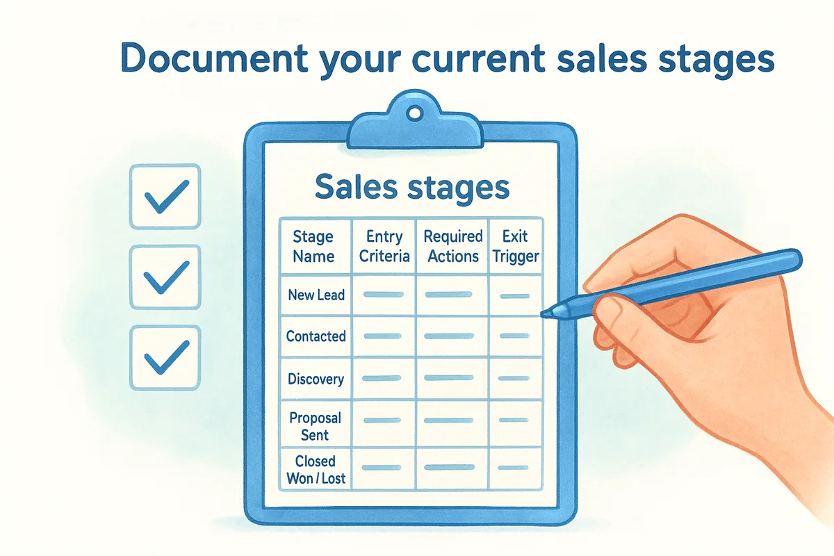 Document your current sales stages