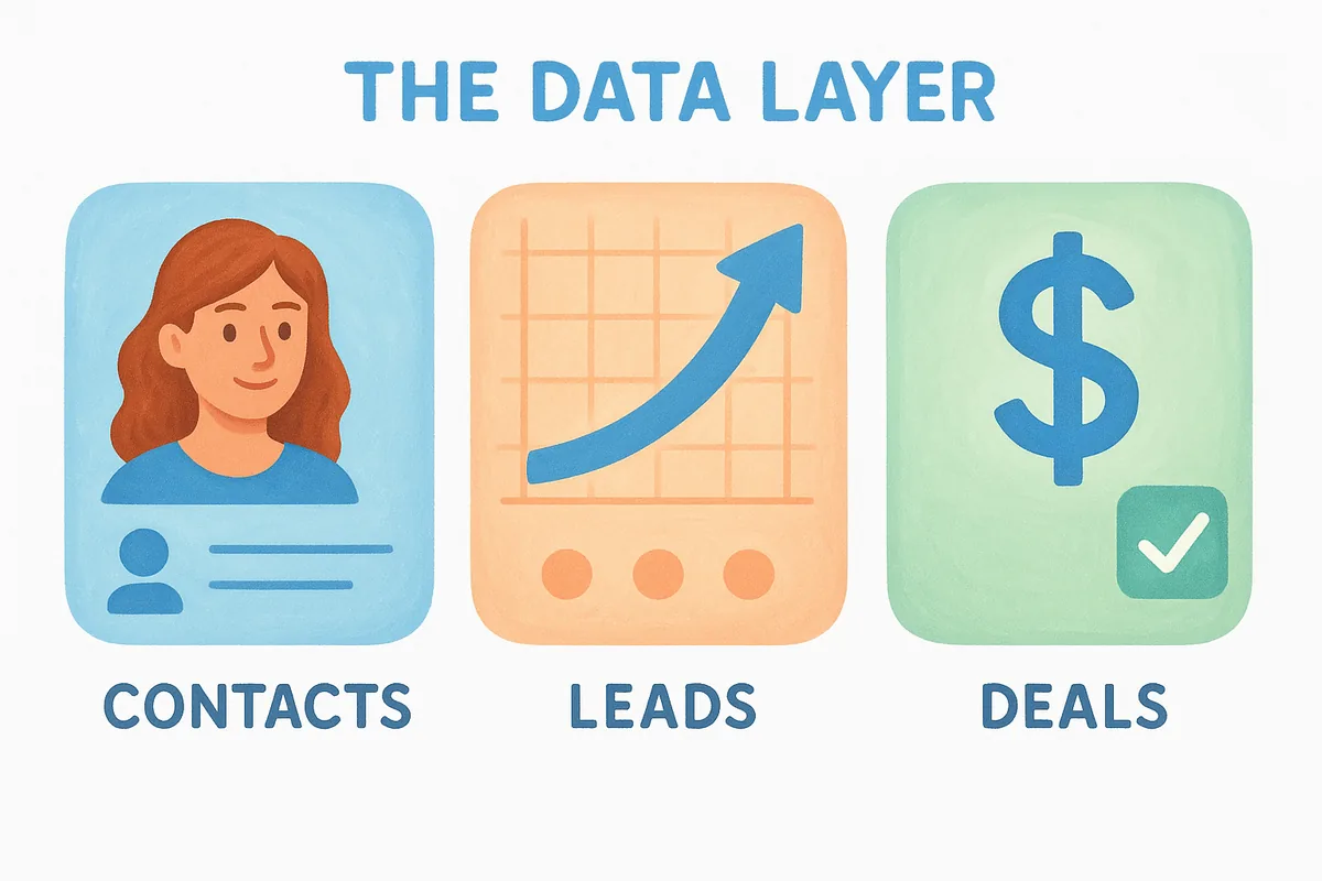 The data layer: contacts, leads, and deals