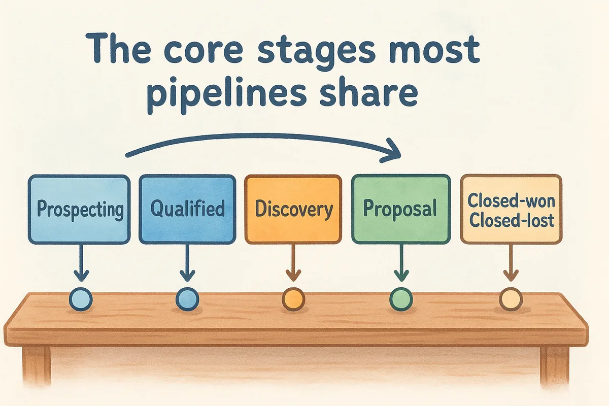 The core stages most pipelines share