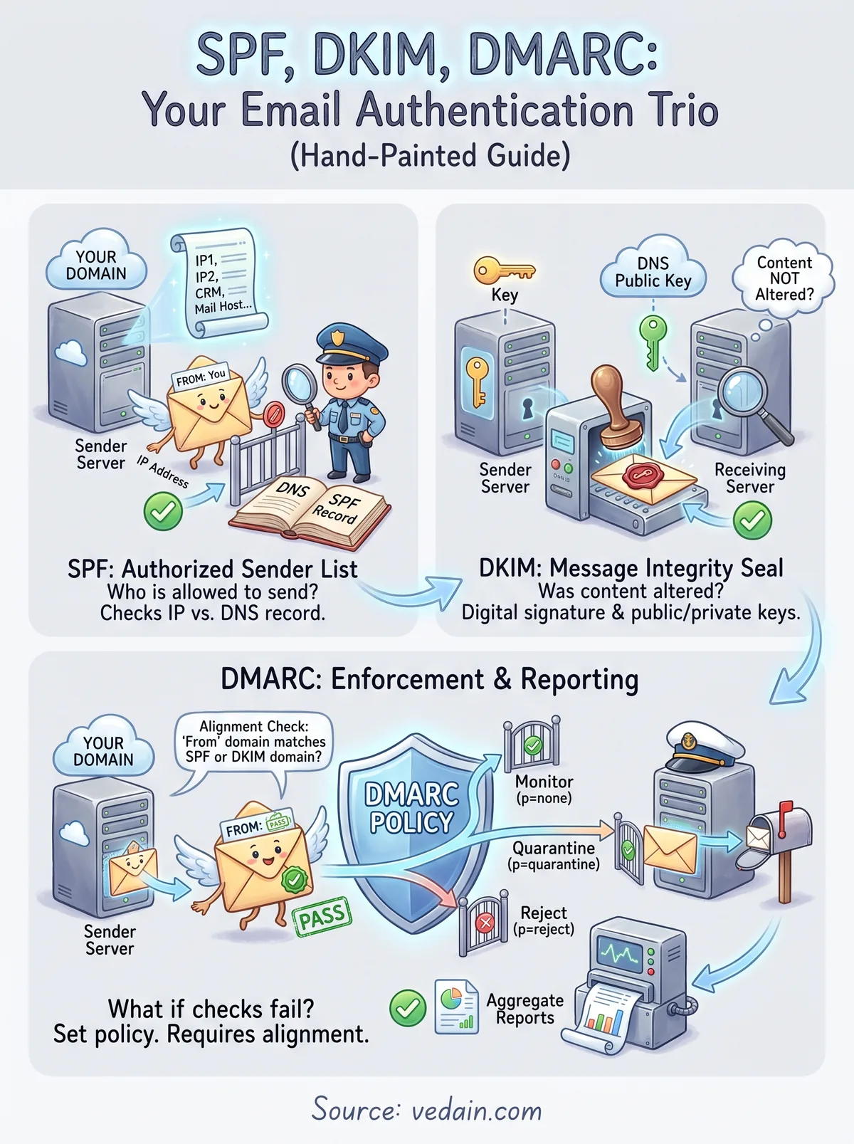 what is spf dkim dmarc infographic