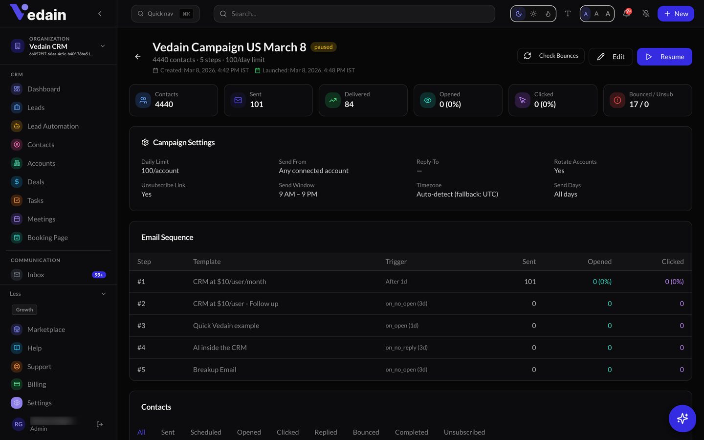 Email Campaigns — inside the product