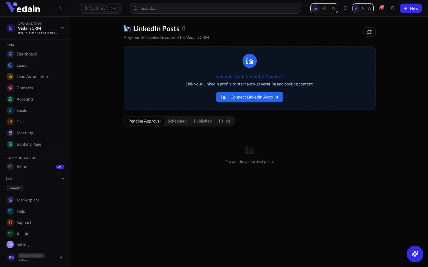 LinkedIn Automation in Vedain CRM