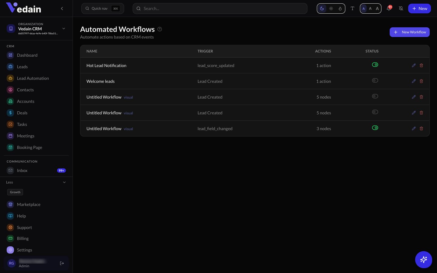 Workflows & Automation in Vedain CRM